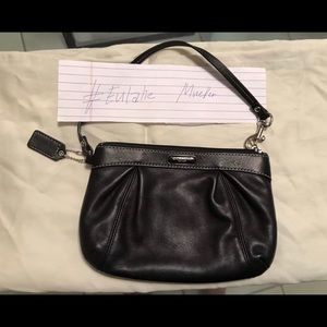 Coach black leather wristlet